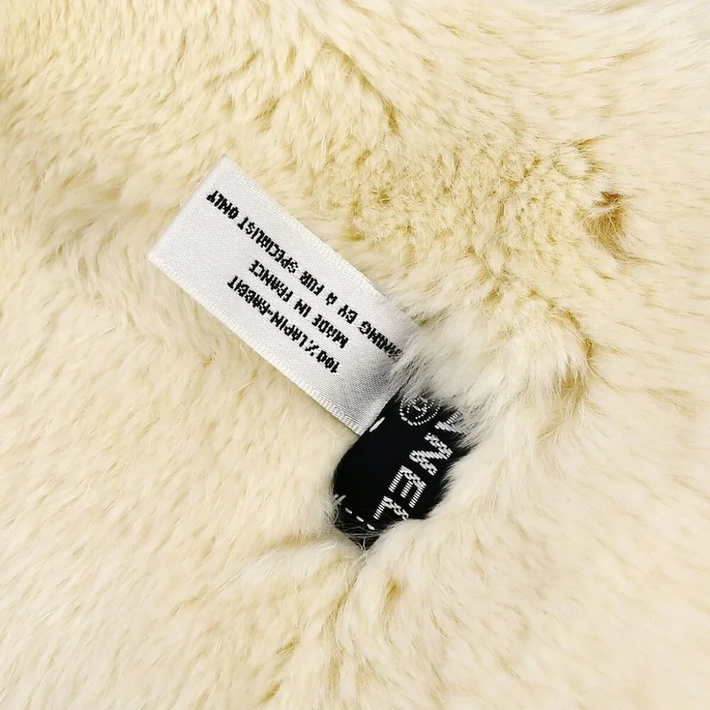 Chanel Fur Shawl Muffler Stole White Small Good - Picture 3 of 4